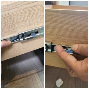 서랍 빼는법 서랍장 빼는방법 슬라이딩 서랍 빼는법 서랍장 좌우 버튼 누르기